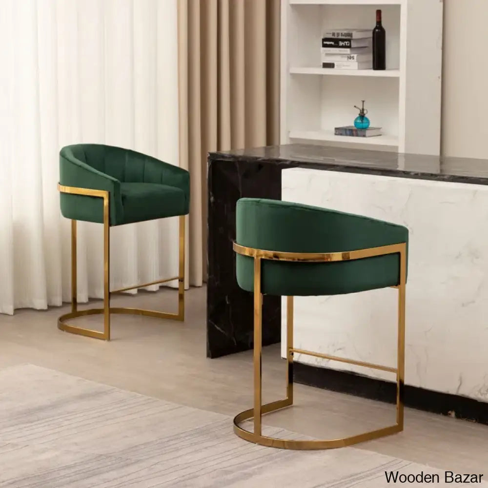 Mercew Swivel 27’’ Metal Tufted Counter And Bar Stool