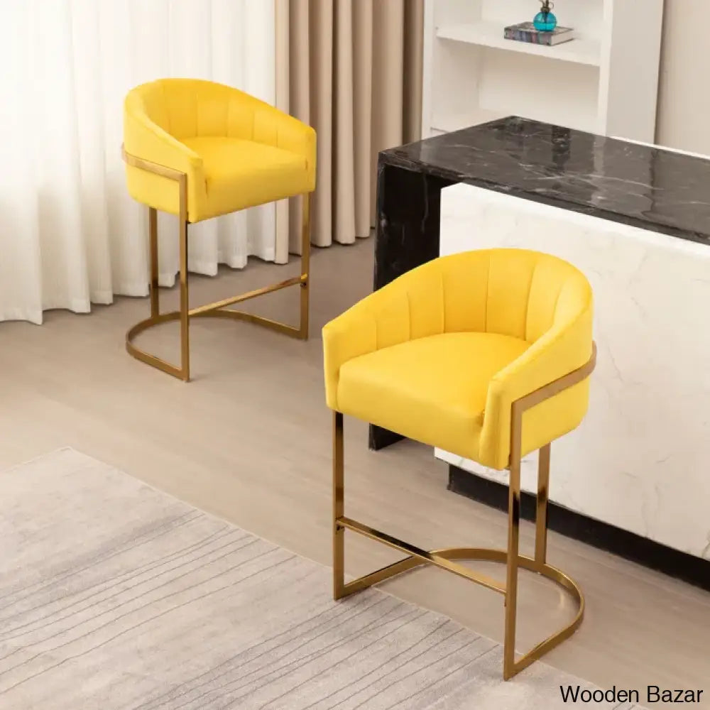 Mercew Swivel 27’’ Metal Tufted Counter And Bar Stool