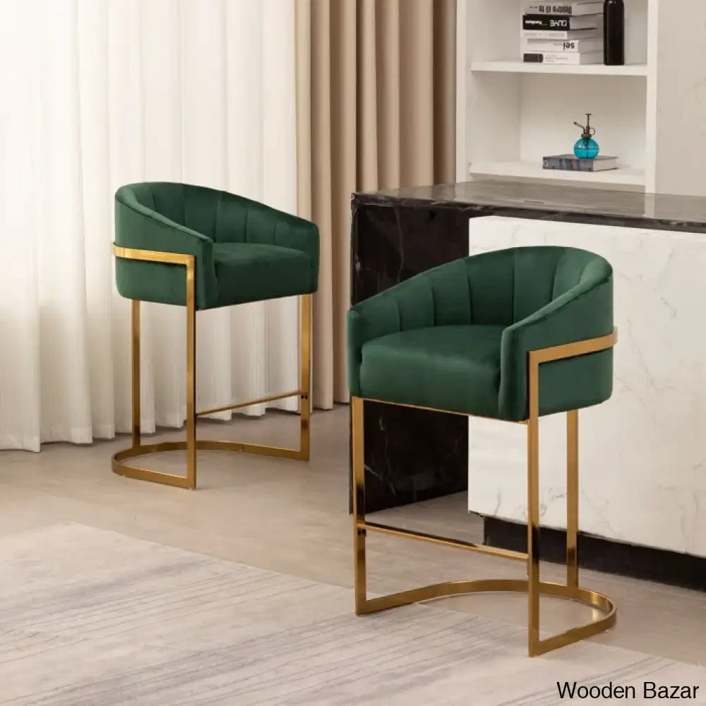 Mercew Swivel 27’’ Metal Tufted Counter And Bar Stool