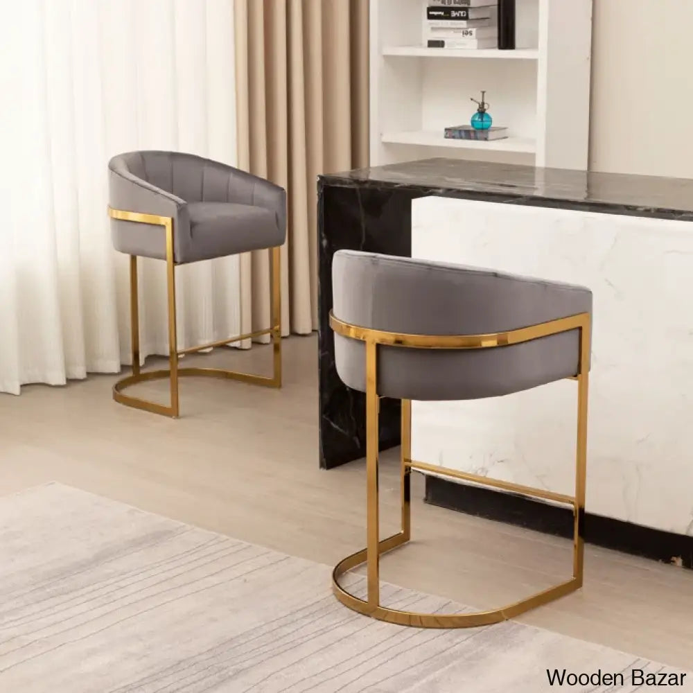 Mercew Swivel 27’’ Metal Tufted Counter And Bar Stool