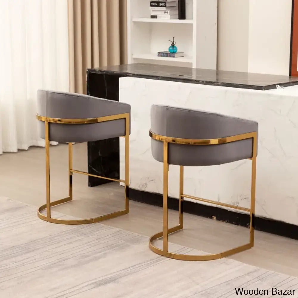 Mercew Swivel 27’’ Metal Tufted Counter And Bar Stool