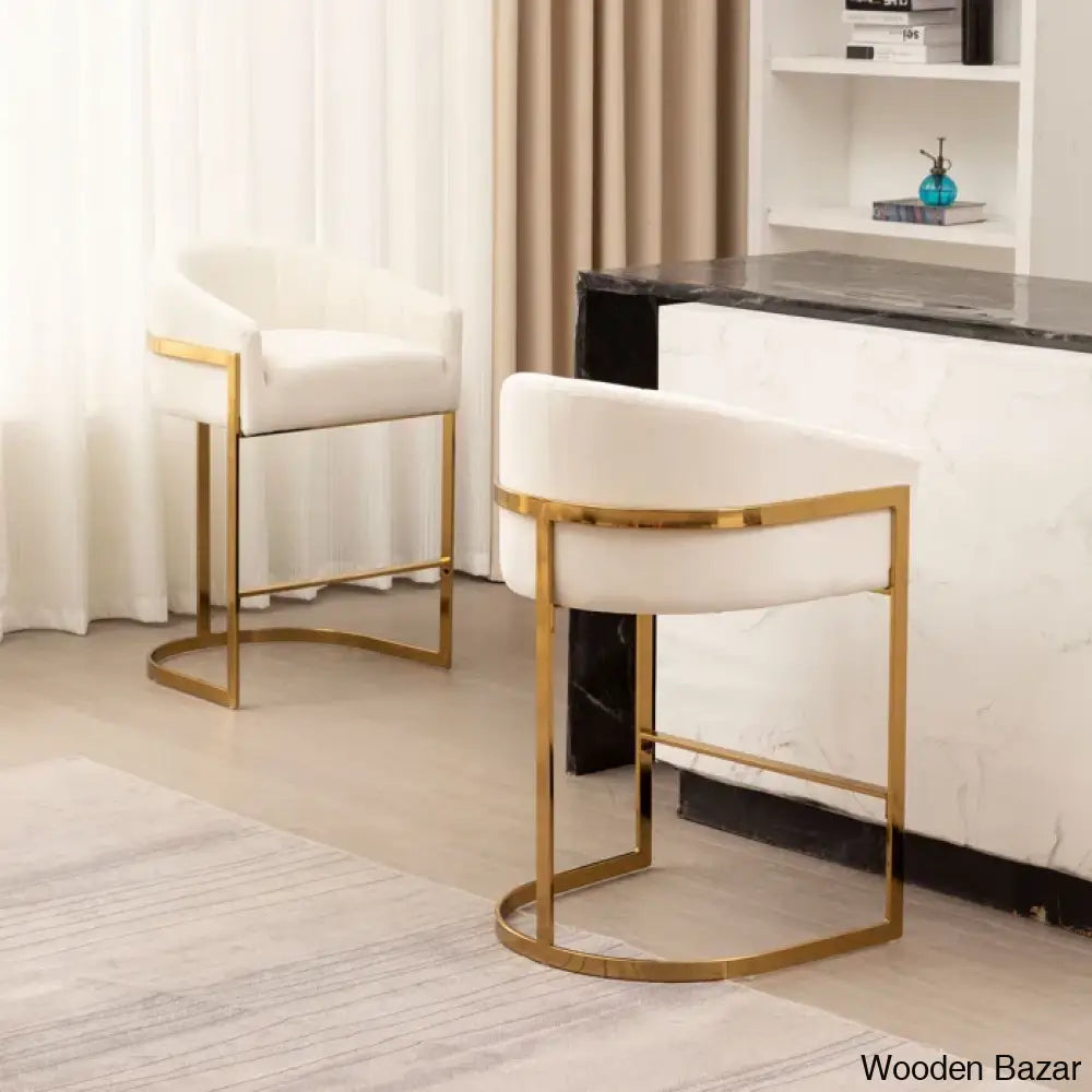 Mercew Swivel 27’’ Metal Tufted Counter And Bar Stool