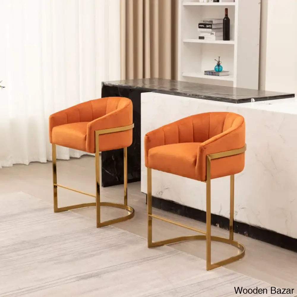 Mercew Swivel 27’’ Metal Tufted Counter And Bar Stool