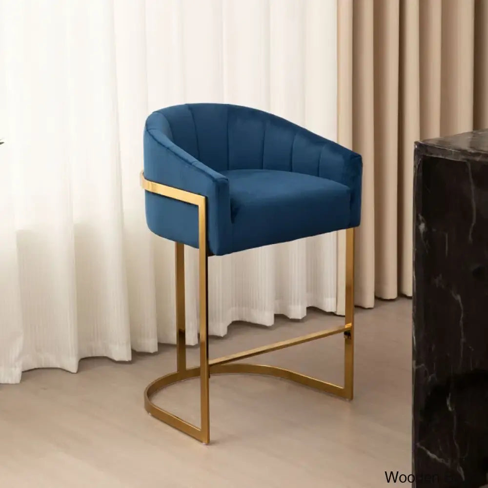 Mercew Swivel 27’’ Metal Tufted Counter And Bar Stool Blue / 1 Piece