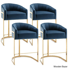 Merco Swivel Upholstered 27’’ Counter And Bar Stool With Metal Frame Blue / 2 Piece