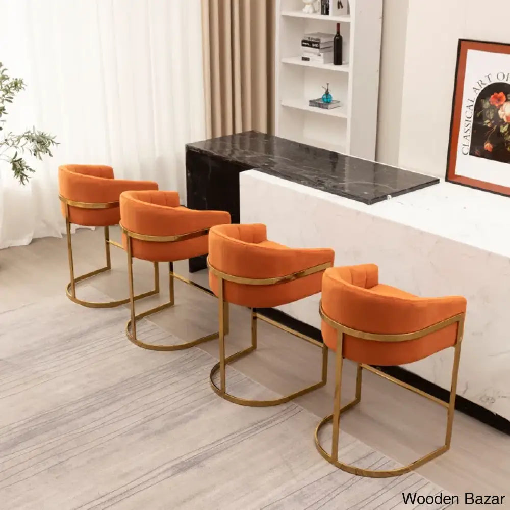 Merco Swivel Upholstered 27’’ Counter And Bar Stool With Metal Frame Orange / 3 Piece