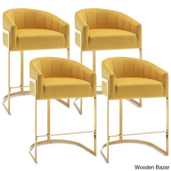 Merco Swivel Upholstered 27’’ Counter And Bar Stool With Metal Frame Yellow / 2 Piece