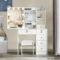 Merline Vanity Dressing Table With Mirror Lights And Stool