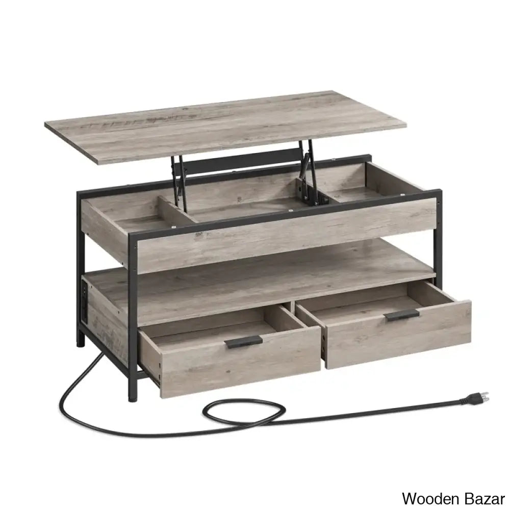 Meu Lift Top Coffee And Center Table With 2 Drawers Outlets