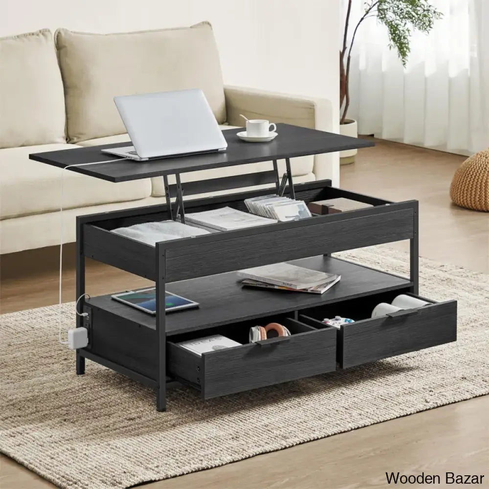 Meu Lift Top Coffee And Center Table With 2 Drawers Outlets