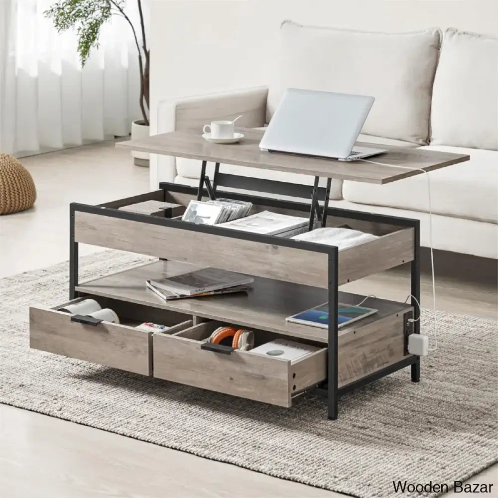 Meu Lift Top Coffee And Center Table With 2 Drawers Outlets