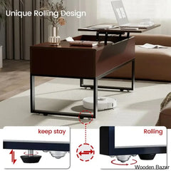 Mickealo Lift Top Coffee And Center Table For Living Room With Hidden Storage Compartment On