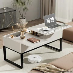 Mickealo Lift Top Coffee And Center Table For Living Room With Hidden Storage Compartment On