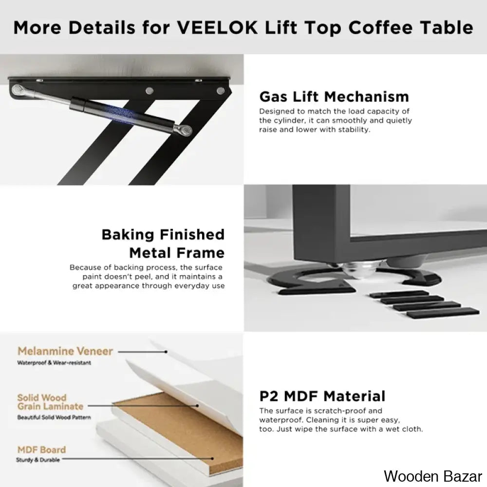 Mickealo Lift Top Coffee And Center Table For Living Room With Hidden Storage Compartment On