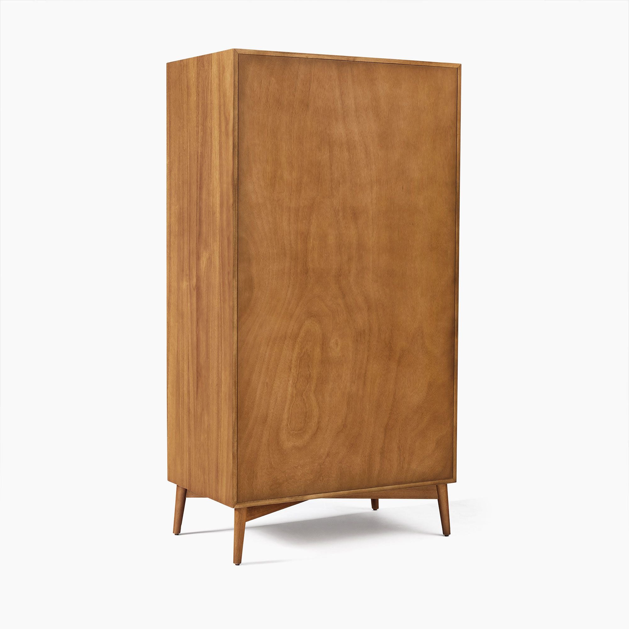 Lexor Mid-Century Wooden Wardrobe with Shelves & Drawer