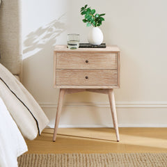 Reclier Mid-Century Closed Nightstand - Wooden Bazar