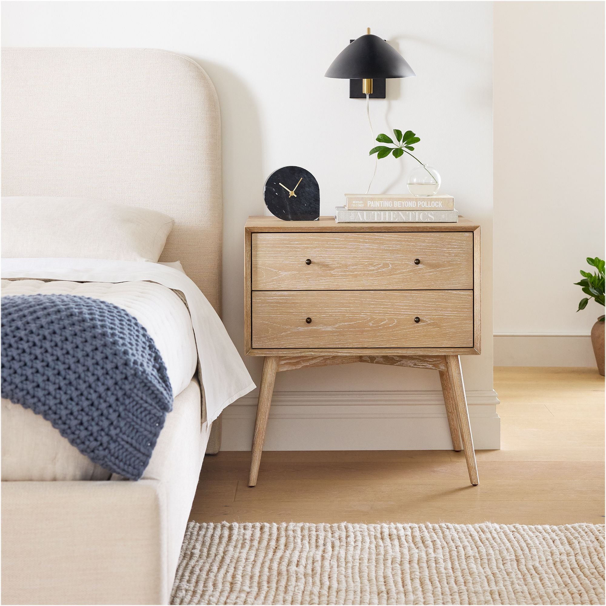 Reclier Mid-Century Closed Nightstand - Wooden Bazar