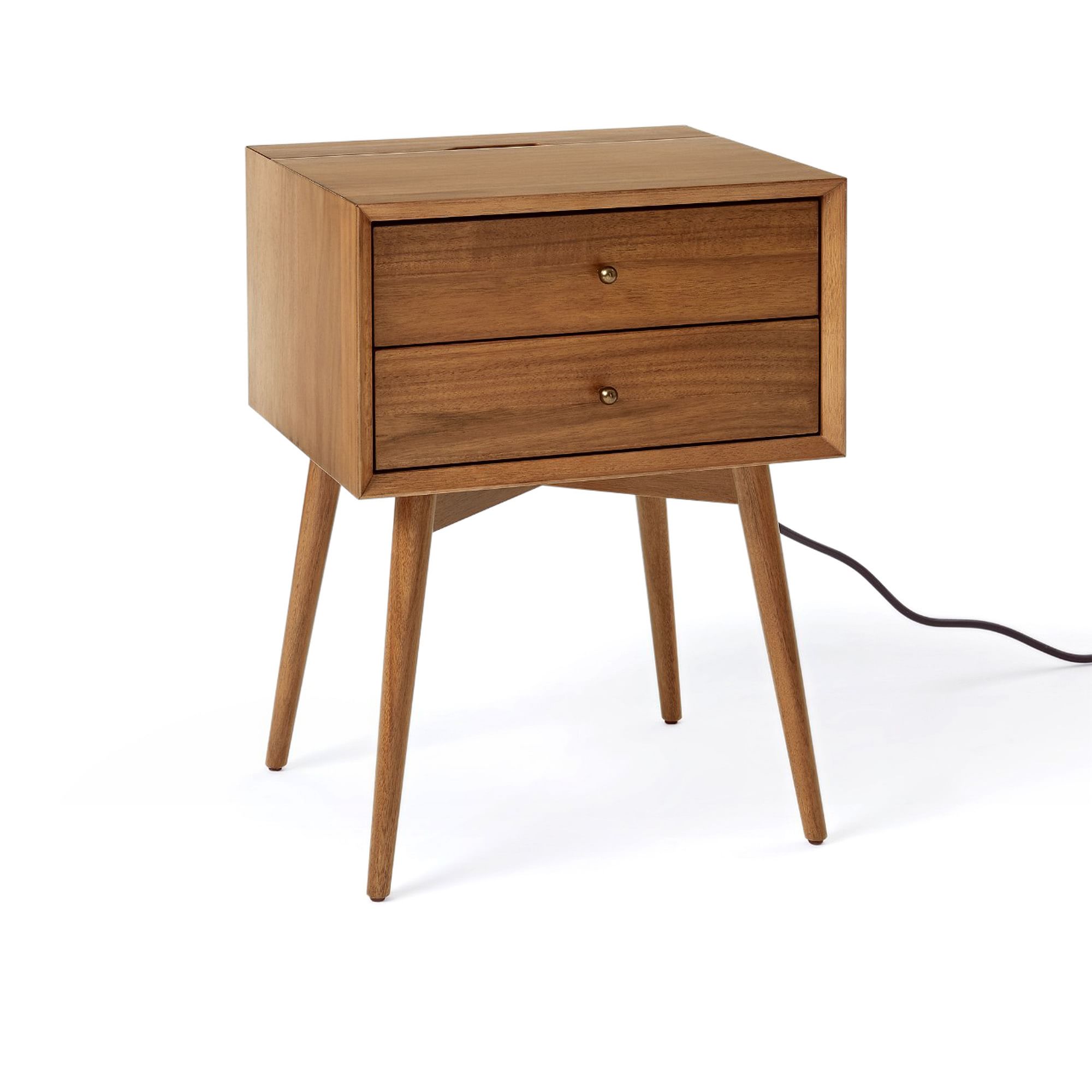 Reclier Mid-Century Closed Nightstand - Wooden Bazar