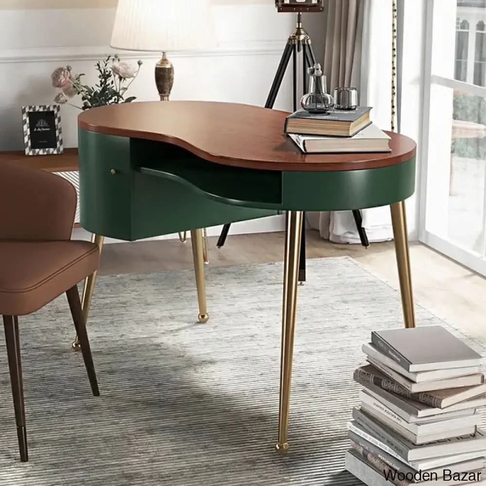 Curved Wood Computer Desk L Shaped Wood Grain Computer Desk Sleek