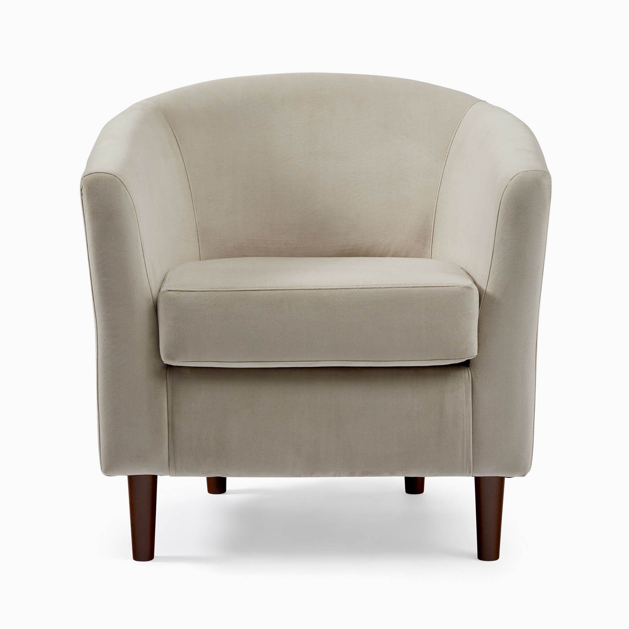 Naizun Barrel Accent Chair in Soft Taupe Upholstery with Tapered Wooden Legs - Wooden bazar