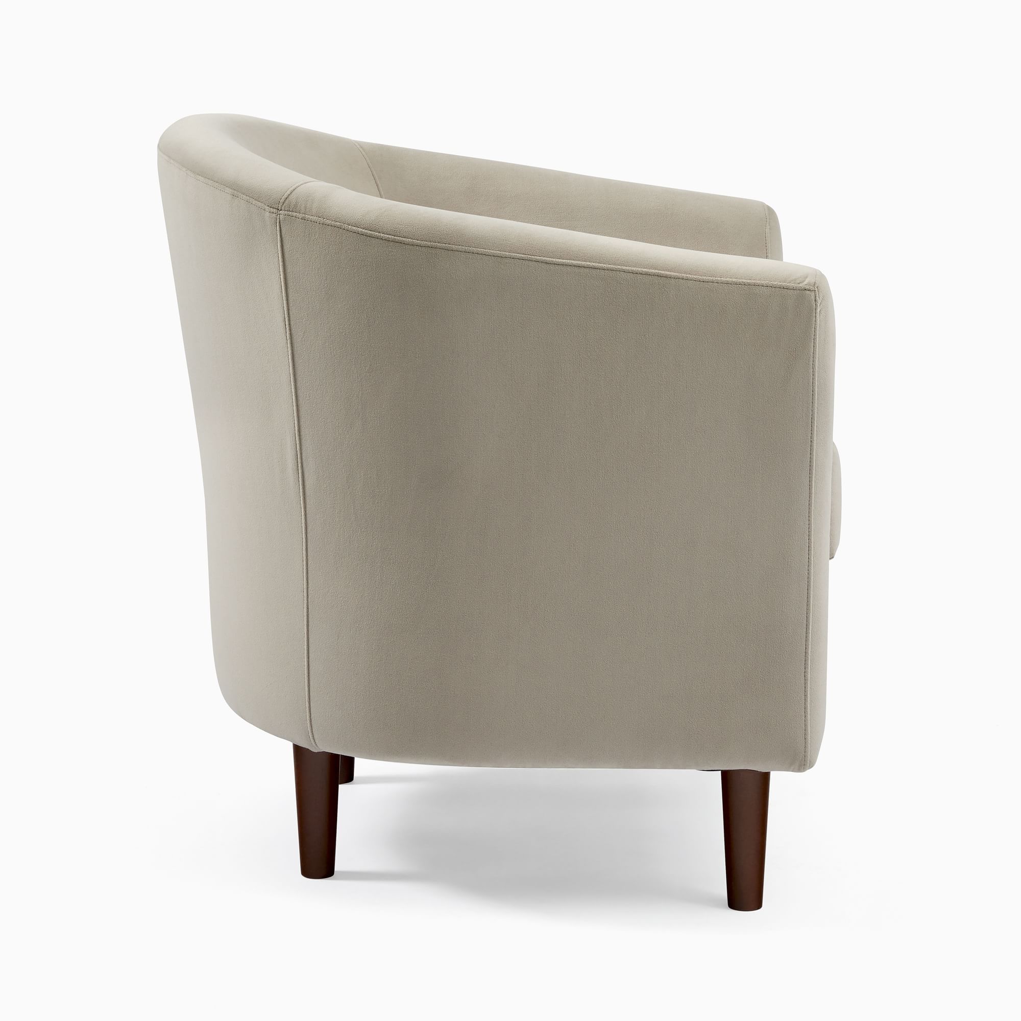 Naizun Barrel Accent Chair in Soft Taupe Upholstery with Tapered Wooden Legs - Wooden bazar