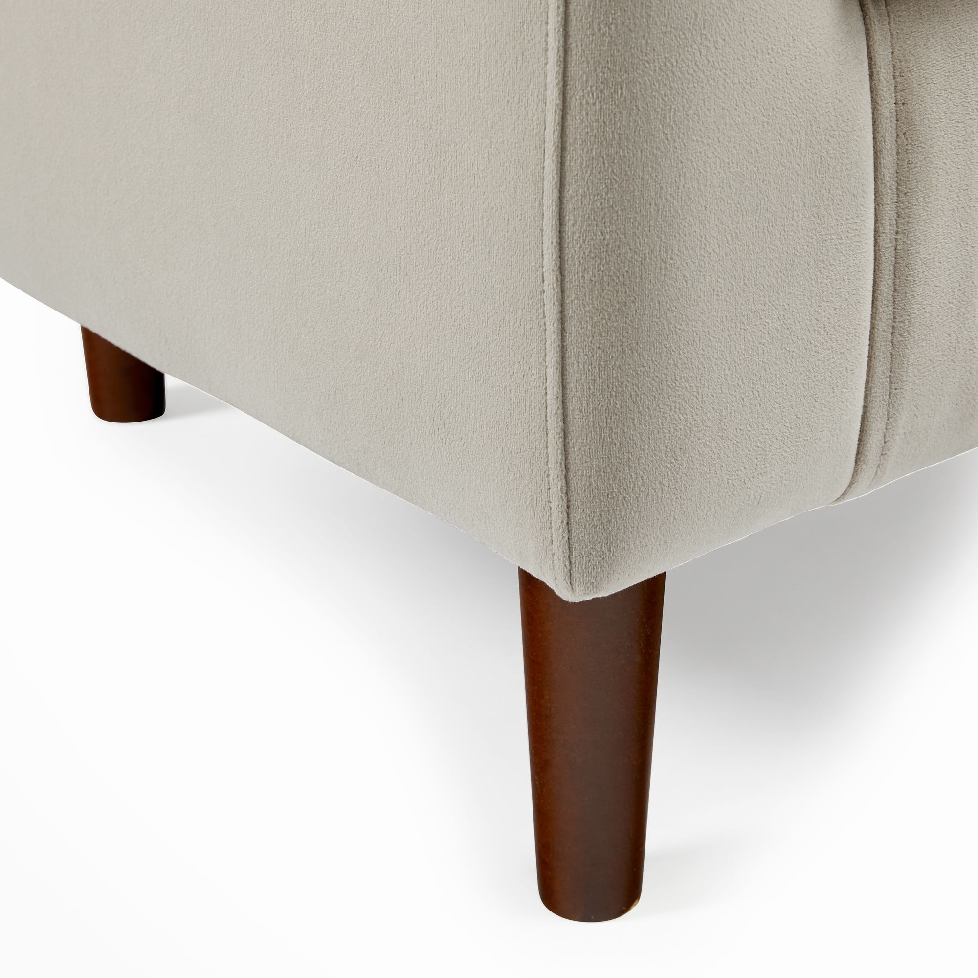 Naizun Barrel Accent Chair in Soft Taupe Upholstery with Tapered Wooden Legs - Wooden bazar