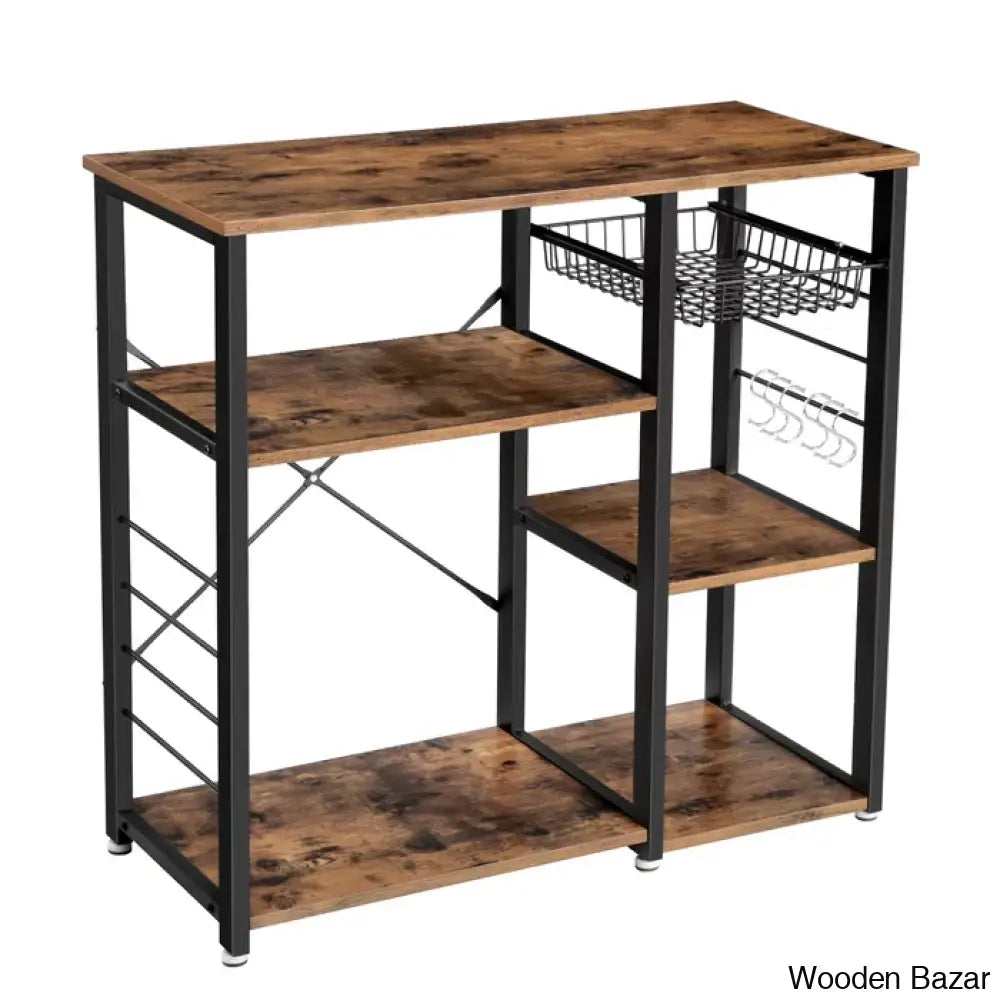 Milburn Wood Kitchen Island Trolley Cart Cabinet Kitchen Island With Storage