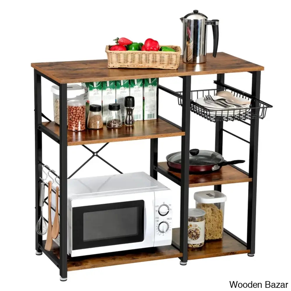 Milburn Wood Kitchen Island Trolley Cart Cabinet Kitchen Island With Storage