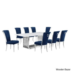 Miler Royal 8 Seater Dining Table Set Marble Top Rectangle