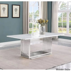 Miler Royal 8 Seater Dining Table Set Marble Top Rectangle