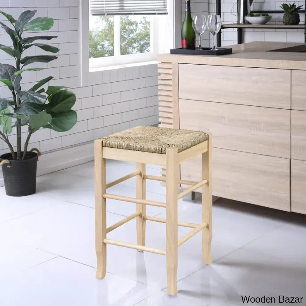 Miltonsburgz Swivel Bar & Counter Stool (Set Of 2)- Wooden Bazar Blonde Oak / (29.5’’ Seat Height)