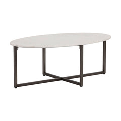 Pivoted  Minimal Marble & Steel Coffee Table - Wooden bazar