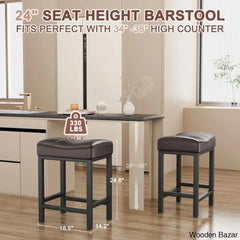 Mirenoe Saddle Swivel Upholstered 24’’ Kitchen Counter Stools Set Of 2
