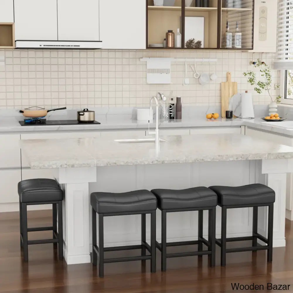 Mirenoe Saddle Swivel Upholstered 24’’ Kitchen Counter Stools Set Of 2