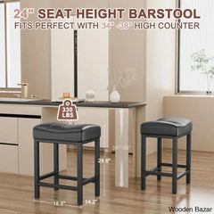 Mirenoe Saddle Swivel Upholstered 24’’ Kitchen Counter Stools Set Of 2