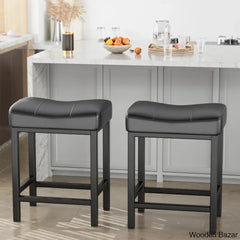 Mirenoe Saddle Swivel Upholstered 24’’ Kitchen Counter Stools Set Of 2 Black /