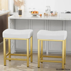 Mirenoe Saddle Swivel Upholstered 24’’ Kitchen Counter Stools Set Of 2 Gold / Black