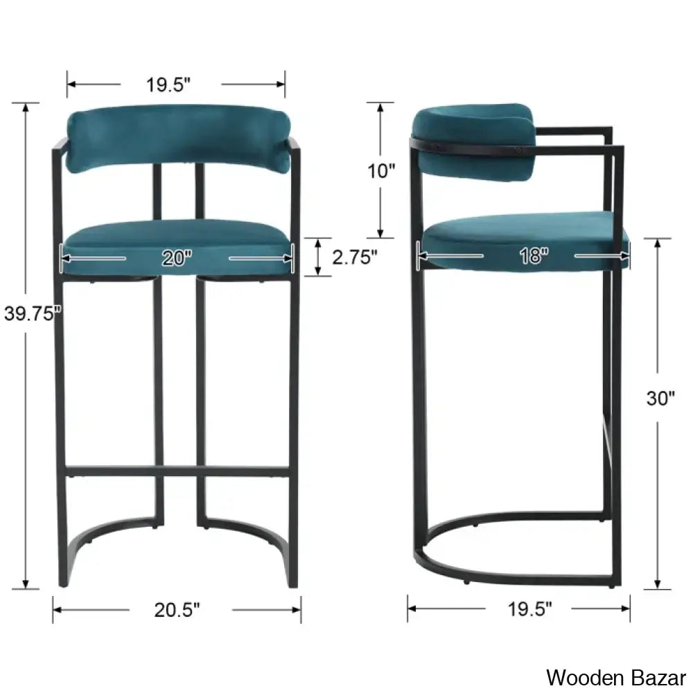 Modern Ivy Swivel Upholstered Hollow Counter And Bar Stool With Armrests And Footrests Barrel High