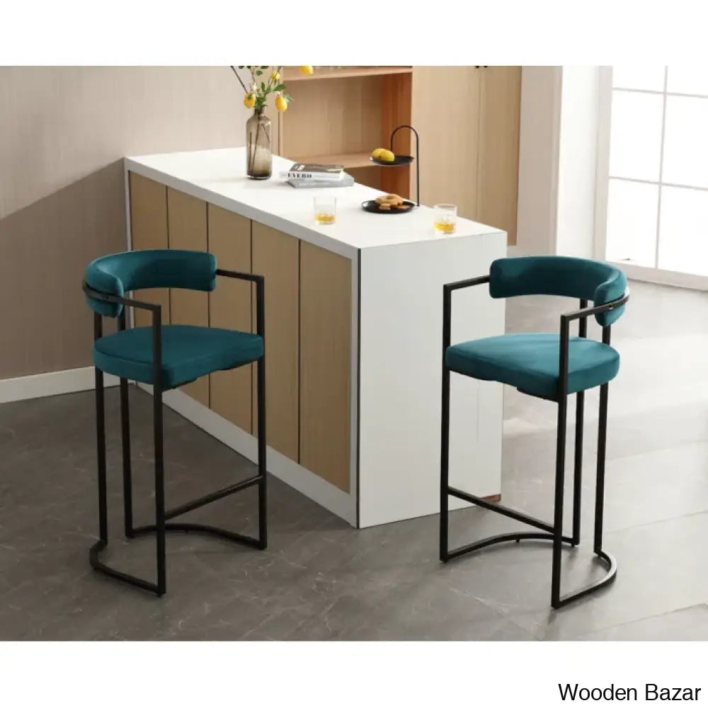 Modern Ivy Swivel Upholstered Hollow Counter And Bar Stool With Armrests And Footrests Barrel High