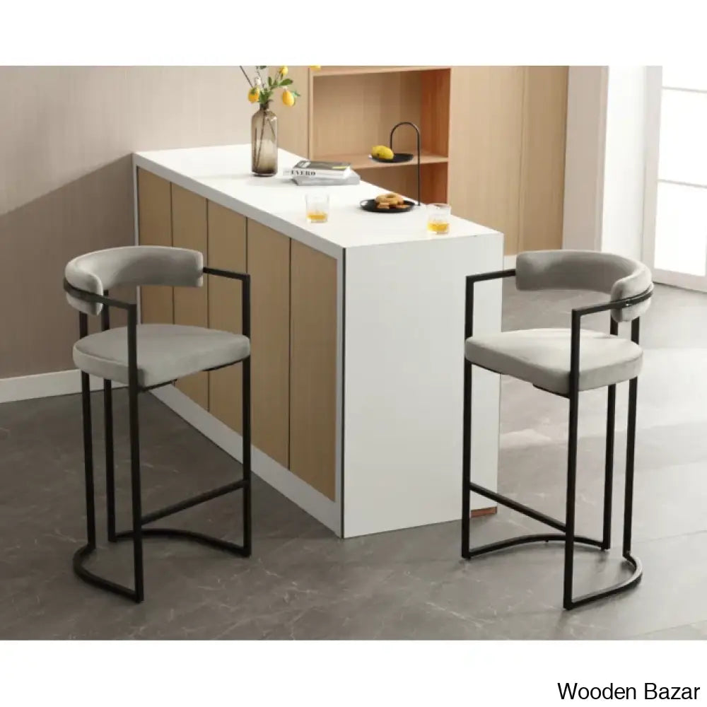 Modern Ivy Swivel Upholstered Hollow Counter And Bar Stool With Armrests And Footrests Barrel High