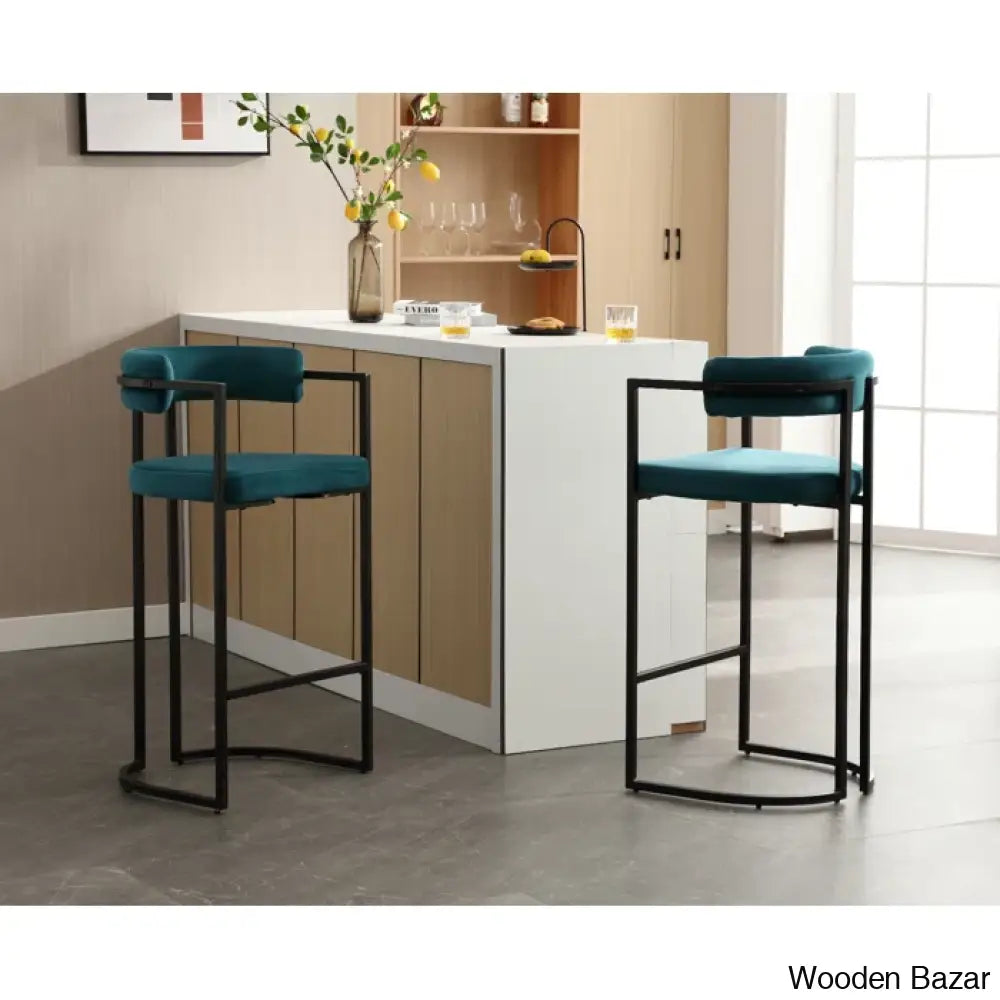 Modern Ivy Swivel Upholstered Hollow Counter And Bar Stool With Armrests And Footrests Barrel High