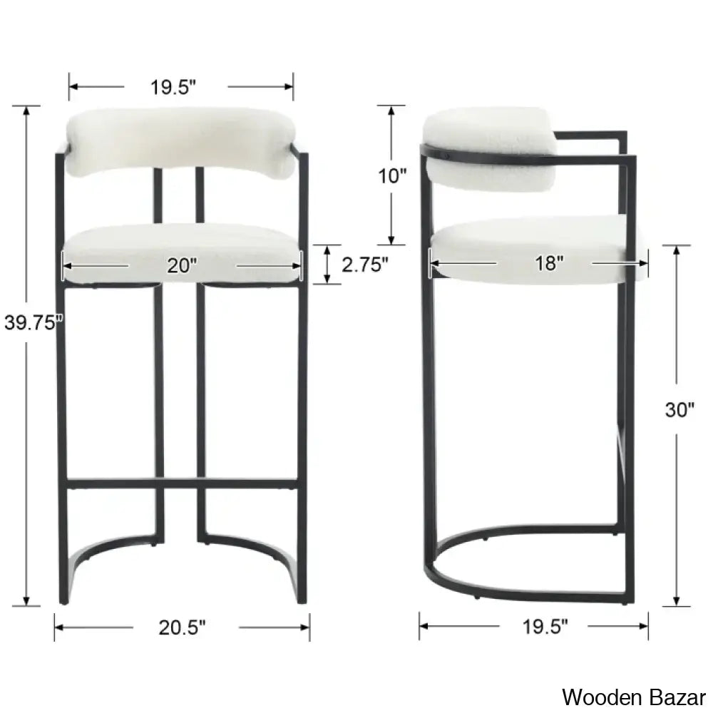 Modern Ivy Swivel Upholstered Hollow Counter And Bar Stool With Armrests And Footrests Barrel High