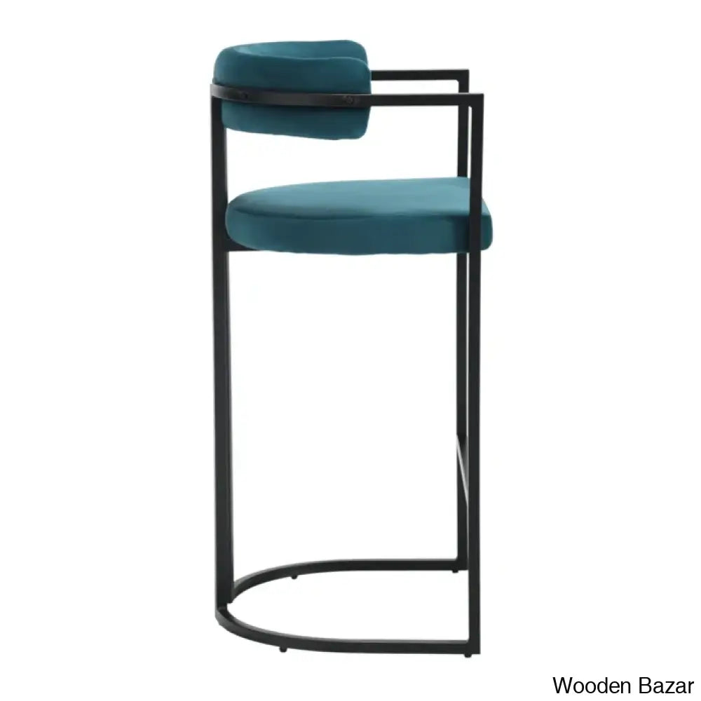 Modern Ivy Swivel Upholstered Hollow Counter And Bar Stool With Armrests And Footrests Barrel High