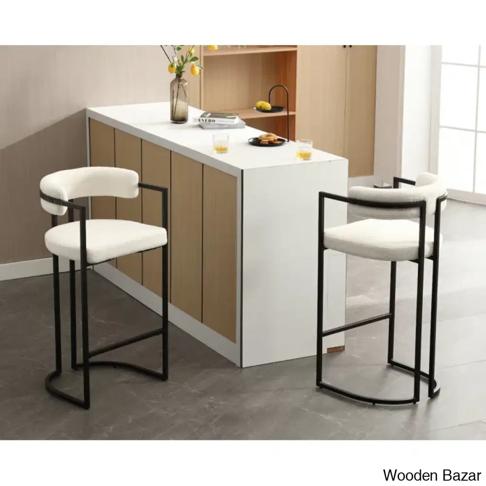 Modern Ivy Swivel Upholstered Hollow Counter And Bar Stool With Armrests And Footrests Barrel High