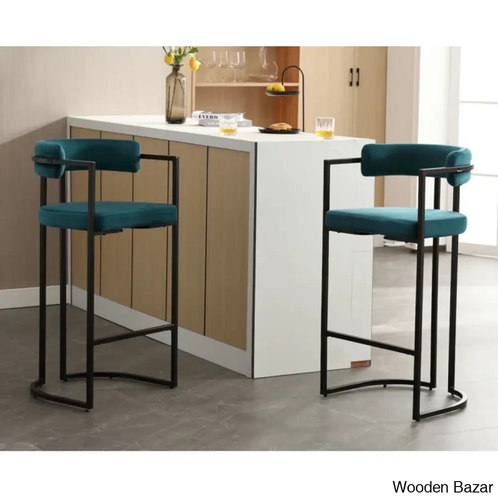 Modern Ivy Swivel Upholstered Hollow Counter And Bar Stool With Armrests And Footrests Barrel High