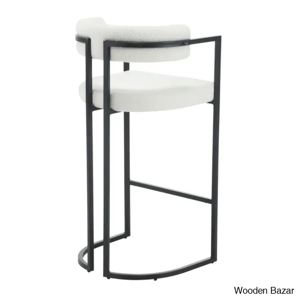 Modern Ivy Swivel Upholstered Hollow Counter And Bar Stool With Armrests And Footrests Barrel High