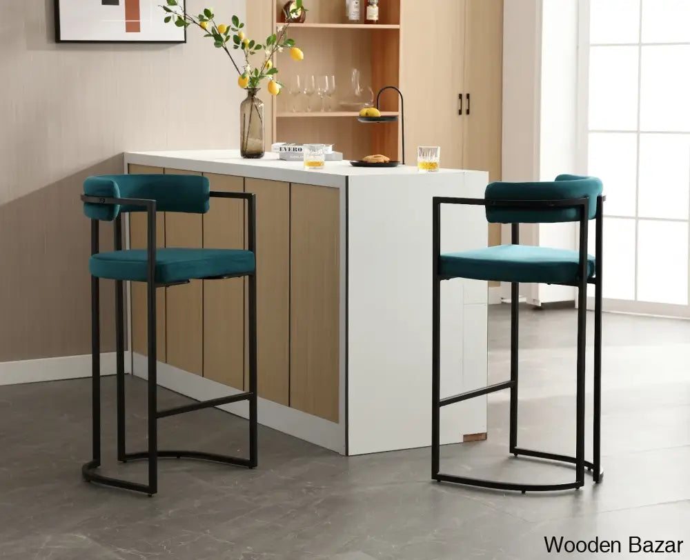 Modern Ivy Swivel Upholstered Hollow Counter And Bar Stool With Armrests And Footrests Barrel High