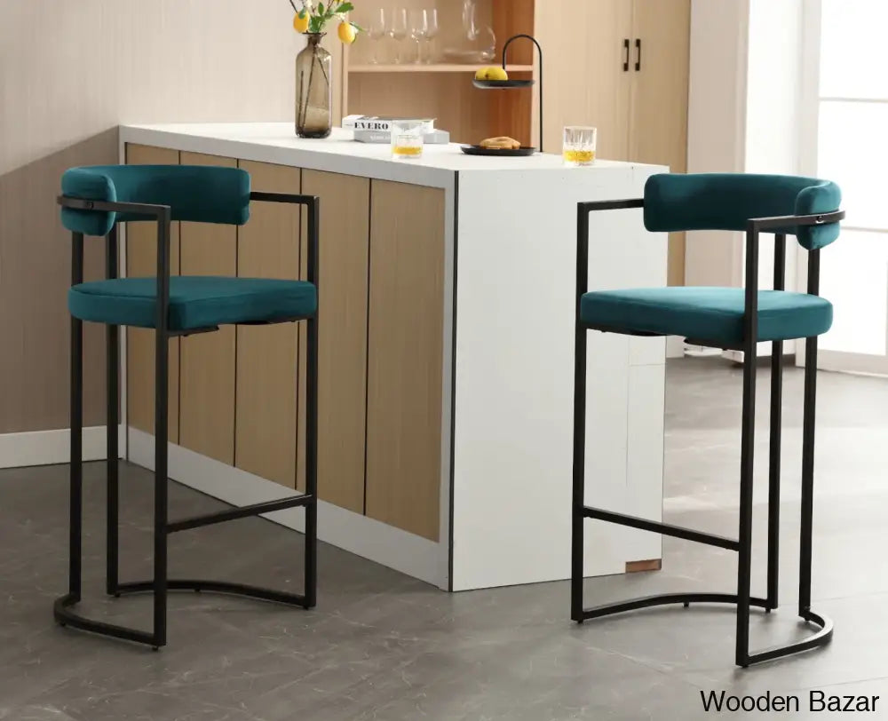 Modern Ivy Swivel Upholstered Hollow Counter And Bar Stool With Armrests And Footrests Barrel High