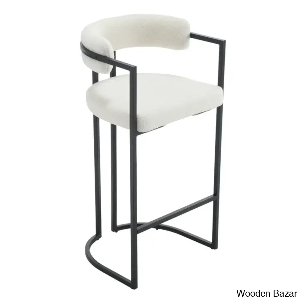 Modern Ivy Swivel Upholstered Hollow Counter And Bar Stool With Armrests And Footrests Barrel High