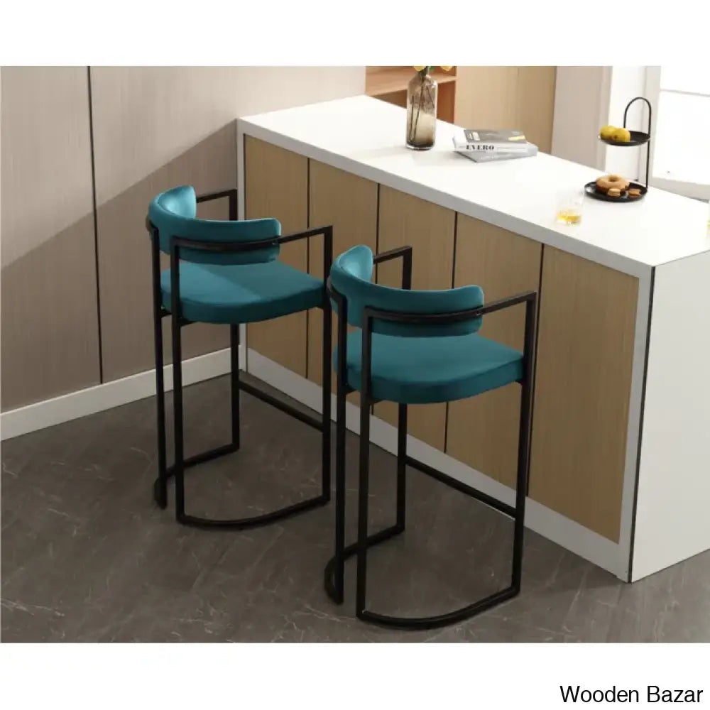 Modern Ivy Swivel Upholstered Hollow Counter And Bar Stool With Armrests And Footrests Barrel High